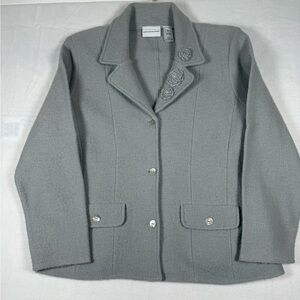 Alfred Dunner 100% Wool Button-up Grey Blazer Size XL
